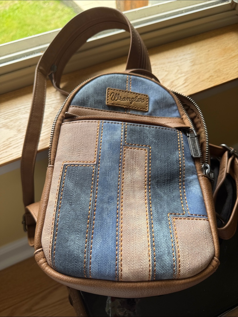 Wrangler WG164-210JN Denim Patchwork Mini Backpack.